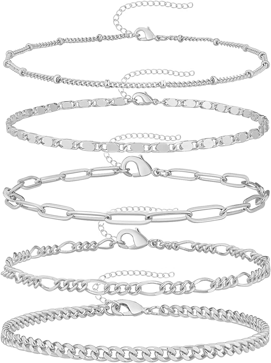 230816062754663_1 Reoxvo Dainty Gold Chain Bracelets Set for Women 14K Real Gold Plated Link Chain Bracelets for Women Trendy Gold Stackable Bracelets for Women Adjustable 7"+2" - Image 1